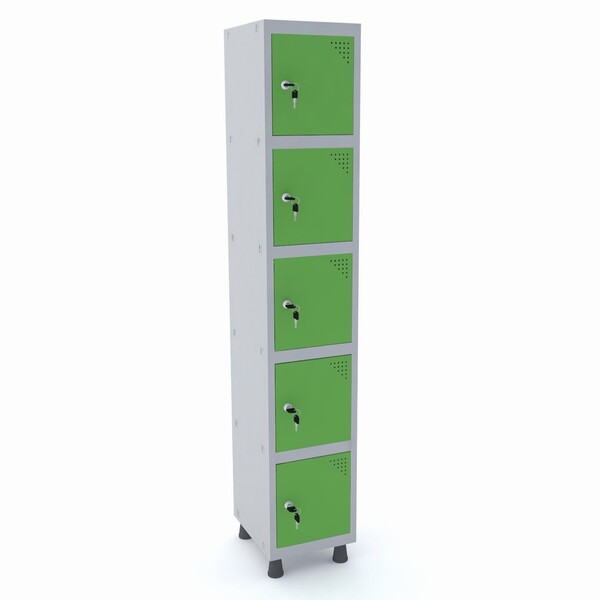 Roupeiro De Aço 1m 05 Portas Fechadura Pandin - Cinza/verde