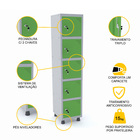 Roupeiro De Aço 1m 05 Portas Fechadura Pandin - Cinza/verde