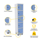 Roupeiro De Aço 1m 05 Portas Pitão Pandin - Cinza/azul Dalí