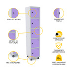 Roupeiro De Aço 1m 05 Portas Pitão Pandin - Cinza/lilás