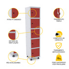 Roupeiro De Aço 1m 05 Portas Pitão Pandin - Cinza/vermelho