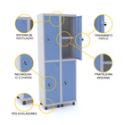 Roupeiro De Aço 2m 04 Portas C/ Prat. Fechadura Pandin - Cinz