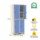 Roupeiro De Aço 2m 04 Portas C/ Prat. Fechadura Pandin - Cinz