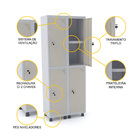 Roupeiro De Aço 2m 04 Portas C/ Prat. Fechadura Pandin - Cinz