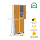 Roupeiro De Aço 2m 04 Portas C/ Prat. Fechadura Pandin - Cinz