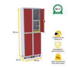 Roupeiro De Aço 2m 04 Portas C/ Prat. Fechadura Pandin - Cinz