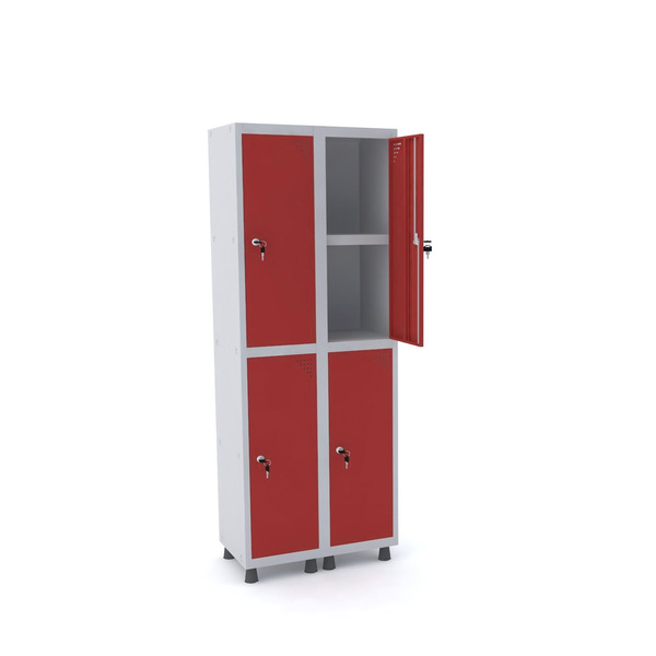 Roupeiro De Aço 2m 04 Portas C/ Prat. Fechadura Pandin - Cinz