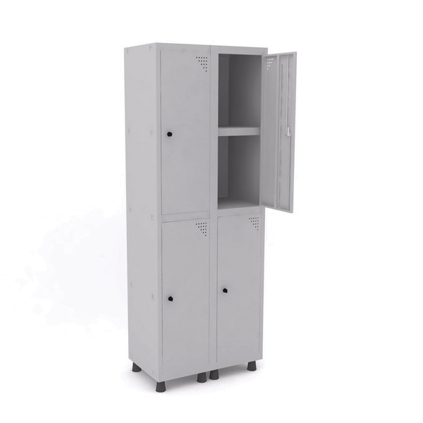 Roupeiro De Aço 2m 04 Portas C/ Prat. Pitão Pandin - Cinza