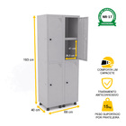 Roupeiro De Aço 2m 04 Portas C/ Prat. Pitão Pandin - Cinza