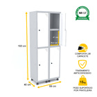 Roupeiro De Aço 2m 04 Portas C/ Prat. Pitão Pandin - Cinza/br