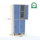 Roupeiro De Aço 2m 04 Portas Fechadura Pandin - Cinza/azul Da