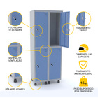 Roupeiro De Aço 2m 04 Portas Fechadura Pandin - Cinza/azul Da