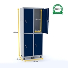 Roupeiro De Aço 2m 04 Portas Fechadura Pandin - Cinza/azul De