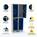 Roupeiro De Aço 2m 04 Portas Fechadura Pandin - Cinza/azul De