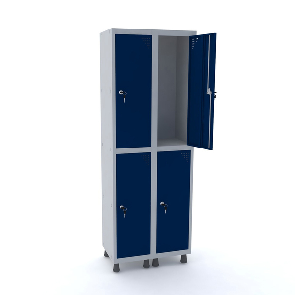 Roupeiro De Aço 2m 04 Portas Fechadura Pandin - Cinza/azul De