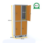 Roupeiro De Aço 2m 04 Portas Fechadura Pandin - Cinza/laranja