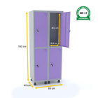 Roupeiro De Aço 2m 04 Portas Fechadura Pandin - Cinza/lilás