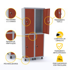 Roupeiro De Aço 2m 04 Portas Fechadura Pandin - Cinza/vermelho