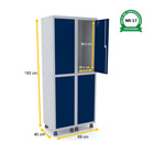 Roupeiro De Aço 2m 04 Portas Pitão Pandin - Cinza/azul Del Rey