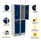 Roupeiro De Aço 2m 04 Portas Pitão Pandin - Cinza/azul Del Rey