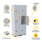 Roupeiro De Aço 2m 06 Portas Fechadura Pandin - Cinza
