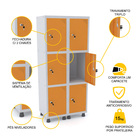 Roupeiro De Aço 2m 06 Portas Fechadura Pandin - Cinza/laranja