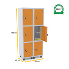 Roupeiro De Aço 2m 06 Portas Fechadura Pandin - Cinza/laranja