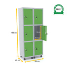 Roupeiro De Aço 2m 06 Portas Fechadura Pandin - Cinza/verde