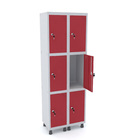 Roupeiro De Aço 2m 06 Portas Fechadura Pandin - Cinza/vermelho