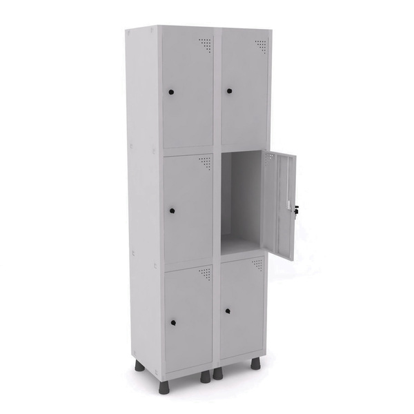 Roupeiro De Aço 2m 06 Portas Pitão Pandin - Cinza