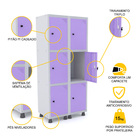 Roupeiro De Aço 2m 06 Portas Pitão Pandin - Cinza/lilás