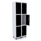 Roupeiro De Aço 2m 06 Portas Pitão Pandin - Cinza/preto