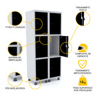 Roupeiro De Aço 2m 06 Portas Pitão Pandin - Cinza/preto