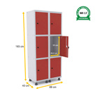 Roupeiro De Aço 2m 06 Portas Pitão Pandin - Cinza/vermelho