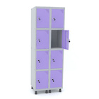 Roupeiro De Aço 2m 08 Portas Fechadura Pandin - Cinza/lilás