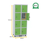 Roupeiro De Aço 2m 08 Portas Fechadura Pandin - Cinza/verde