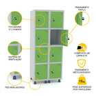 Roupeiro De Aço 2m 08 Portas Fechadura Pandin - Cinza/verde