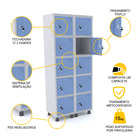 Roupeiro De Aço 2m 10 Portas Fechadura Pandin - Cinza/azul Da