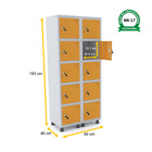 Roupeiro De Aço 2m 10 Portas Fechadura Pandin - Cinza/laranja