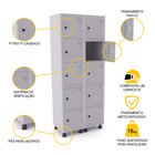 Roupeiro De Aço 2m 10 Portas Pitão Pandin - Cinza