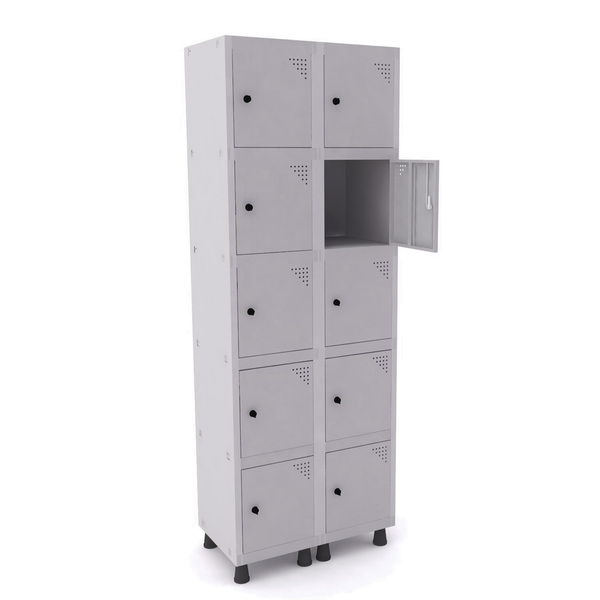 Roupeiro De Aço 2m 10 Portas Pitão Pandin - Cinza