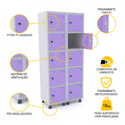 Roupeiro De Aço 2m 10 Portas Pitão Pandin - Cinza/lilás