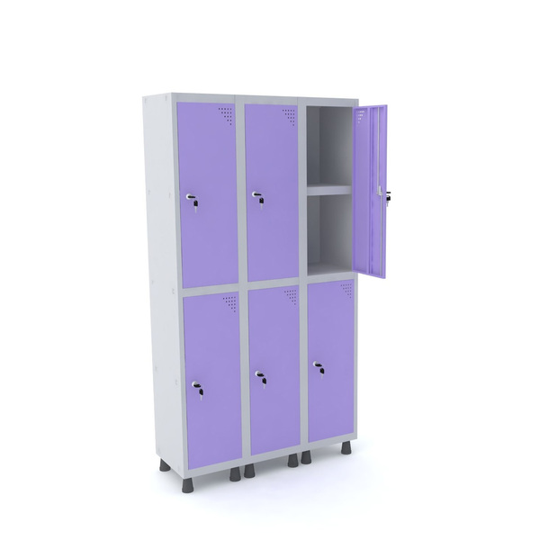 Roupeiro De Aço 3m 06 Portas C/ Prat. Fechadura Pandin - Cinz