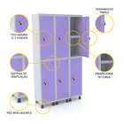 Roupeiro De Aço 3m 06 Portas C/ Prat. Fechadura Pandin - Cinz