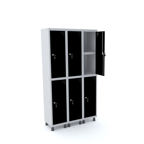 Roupeiro De Aço 3m 06 Portas C/ Prat. Fechadura Pandin - Cinz