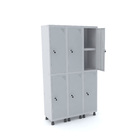 Roupeiro De Aço 3m 06 Portas C/ Prat. Fechadura Pandin - Cinza