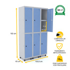 Roupeiro De Aço 3m 06 Portas C/ Prat. Pitão Pandin - Cinza/az