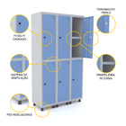 Roupeiro De Aço 3m 06 Portas C/ Prat. Pitão Pandin - Cinza/az