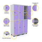 Roupeiro De Aço 3m 06 Portas C/ Prat. Pitão Pandin - Cinza/li