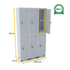 Roupeiro De Aço 3m 06 Portas Fechadura Pandin - Cinza